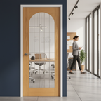 Premium Internal Finished Arched Square Top Door with Obscure Lined Toughened Glass - Ideal for Light and Privacy