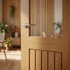 Internal Oak Door Made-to-Measure with Fully Finished 1 Panel 1 Light Obscure Glass - detail view