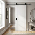 Internal White Primed Sliding Door with 3 Panels and Black Top Mount