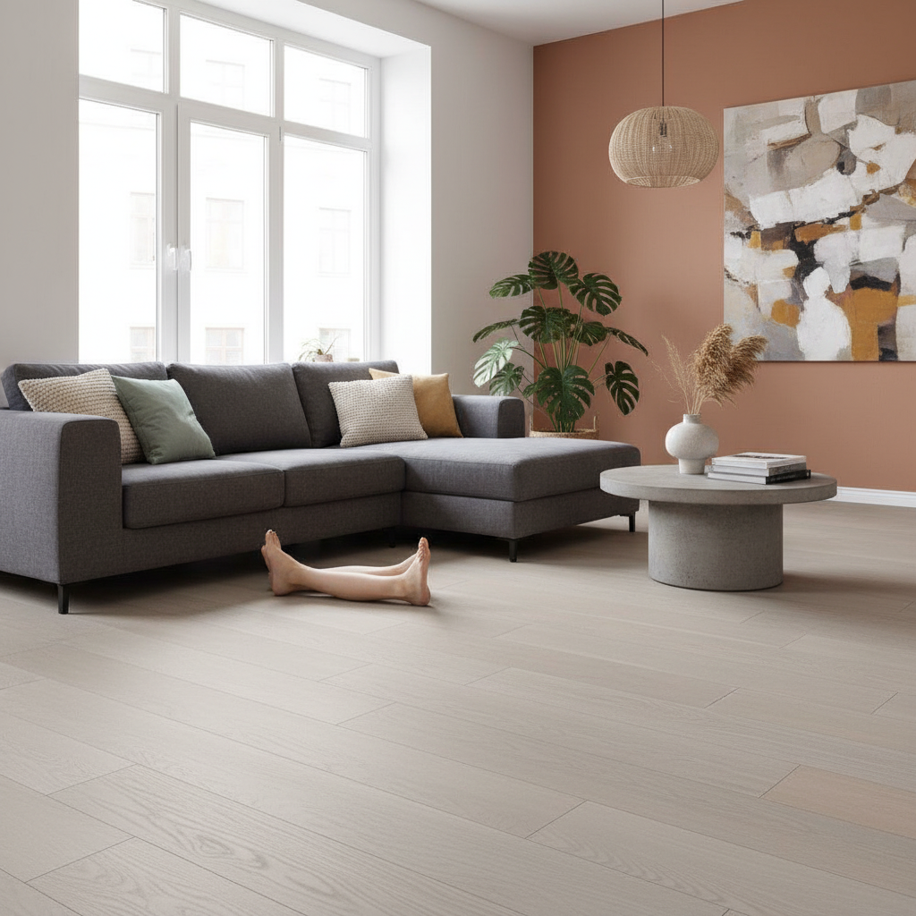 Premium 13mm Brushed Matt Lacquered Engineered Real Wood Flooring in Pebble Grey Oak for Modern Interiors