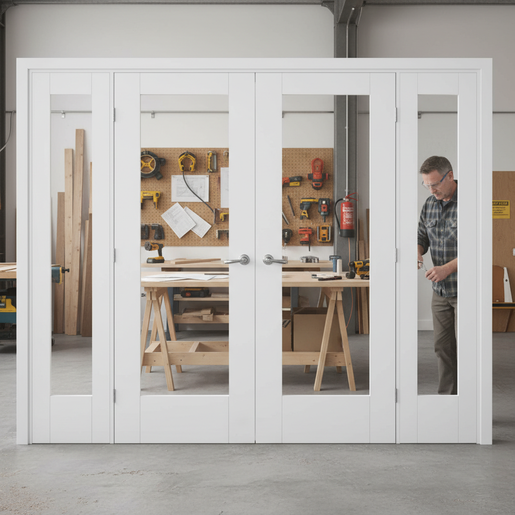 Premium Clear Glazed French Doors with Demi Panels for Custom Room Dividers - Various Size Options Available