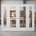 Premium Clear Glazed French Doors with Demi Panels for Custom Room Dividers - Various Size Options Available