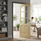 Premium Clear Glazed Internal Door with 6 Panel Design and A-Grade Pine Veneer for Customization