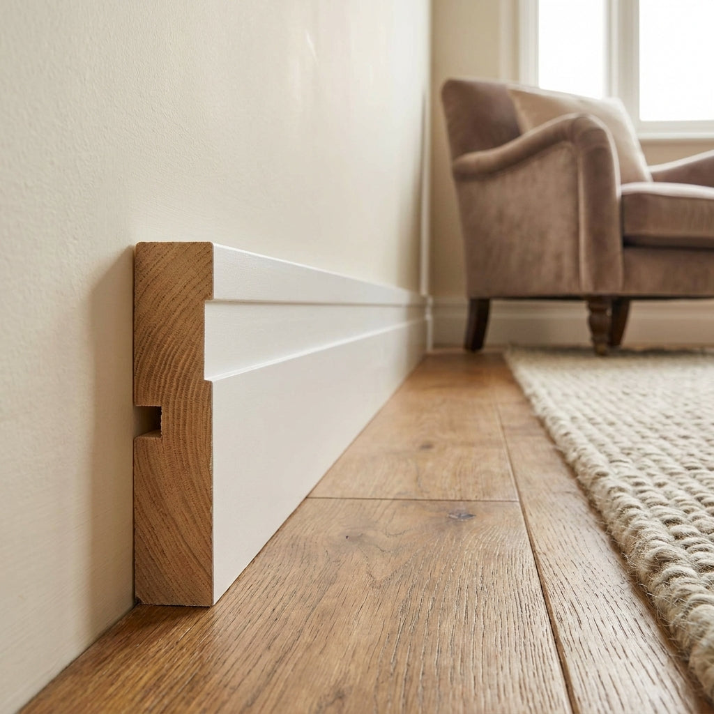 Skirting Board White Painted 2.4m 14mm x 70mm - detail view
