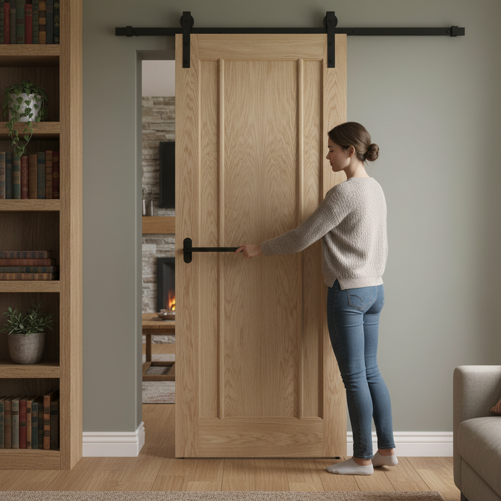 Premium Face Mounted Sliding Door Set for Internal Doors - Rustic Steel Finish, 2m or 3m Lengths, Supports Up to 100kg