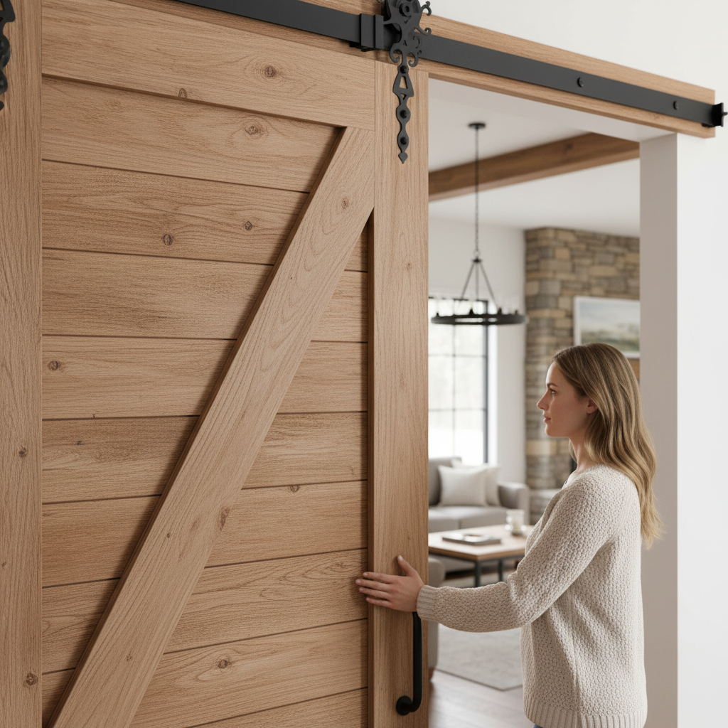 Premium Decorative Sliding Barn Door Track Bracket Pair - Matt Black Finish for 1.98m and 3m Tracks - Image 2