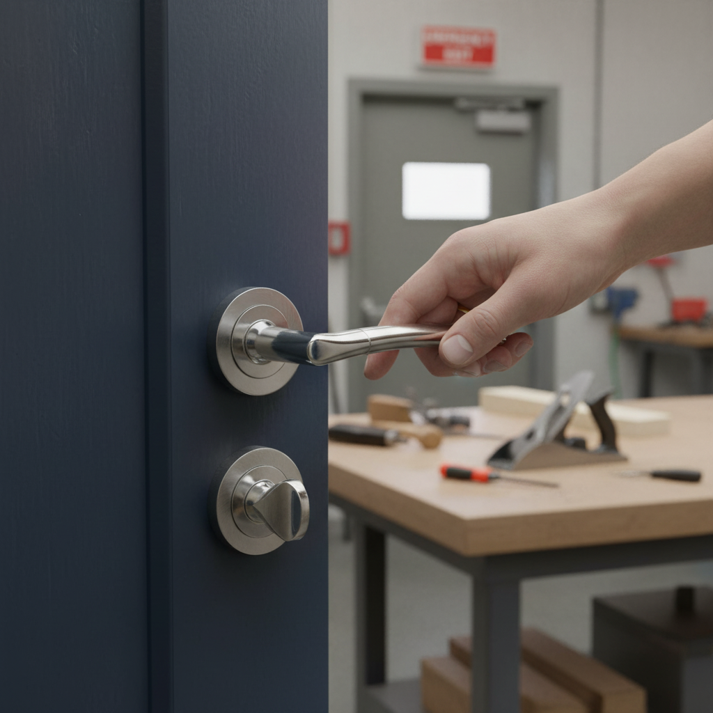 Premium Chrome Lever On Round Rose Bathroom Handle Set with Stylish Hinges and Lock for Modern Interior Doors