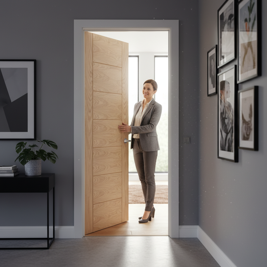 Premium Custom Made Unfinished Palermo Door with Deep U-Groove Design and Solid Core Construction