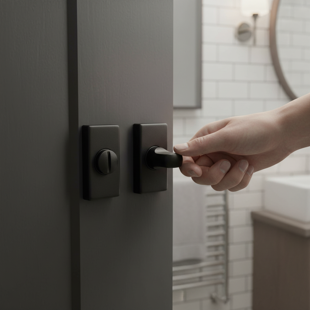 Premium Studio Bathroom WC Turn and Release Lock - Matt Black Finish for Industrial Doors - Image 2