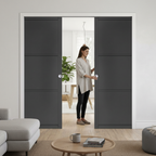 Premium 3 Panel Double Pocket Door Set with Galvanised Steel Frame and Adjustable Jambs for Seamless Interior Design