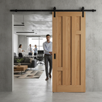 Premium Oak Internal Fully Finished 5 Panel Sliding Door with Black Top Mounted Mechanism - Modern Design for Elegance and Functionality - Image 2