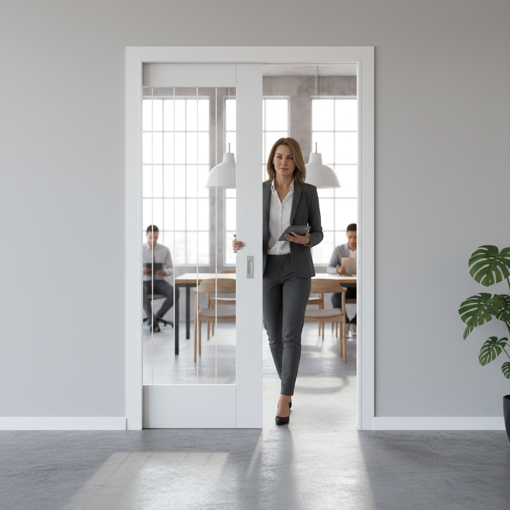 Premium Internal Cottage Pocket Door Set with Obscure Lined Glass Panel for Space-Saving Elegance