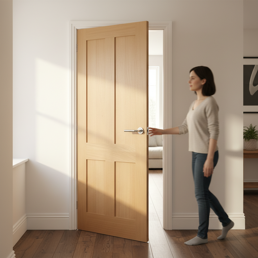 Premium Oak Victorian Internal Door 4-Panel Design with Engineered Construction and Custom Size Options