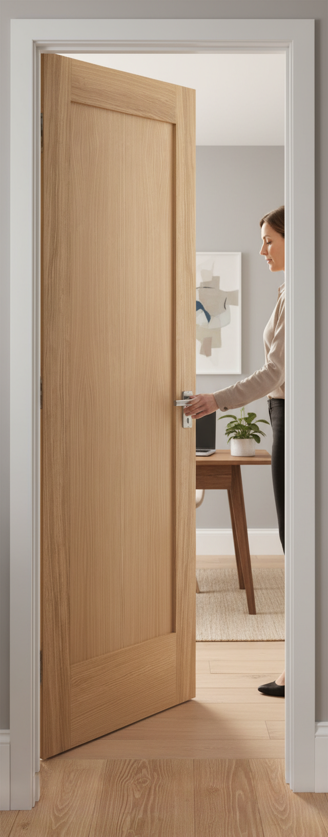 Premium Internal Pattern 10 Unfinished Door - Simple Shaker Style with Real Oak Veneer for Modern Interiors