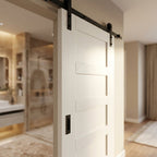 Internal Sliding Door - White Primed Shaker 4 Panel Design with Solid Engineered Core - detail view