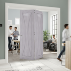 Premium Light Grey Room Divider with Bi-Folding Doors and Top Hung System for Flexible Space Management