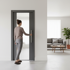 Premium Ash Grey Glazed Internal Door with Tempered Safety Glass, Engineered Construction and Narrow Glazing Panels - Multiple Sizes Available
