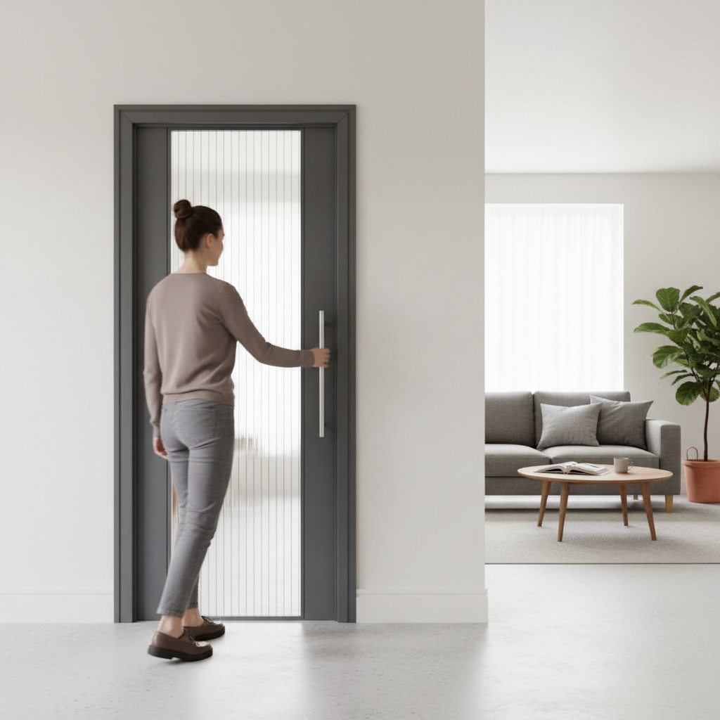 Premium Ash Grey Glazed Internal Door with Tempered Safety Glass, Engineered Construction and Narrow Glazing Panels - Multiple Sizes Available