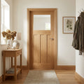 Internal Oak Door Fully Finished FD30 Fire Rated 1930's 3 Panel with Clear Glass