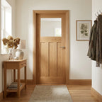 Internal Oak Door Fully Finished FD30 Fire Rated 1930's 3 Panel with Clear Glass
