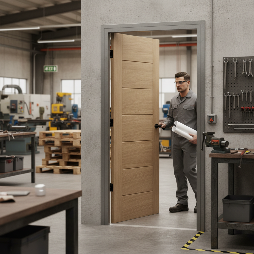 Premium Essential Oak Fire Door - Seven Panel Design with Solid Core and Half Hour Fire Rating