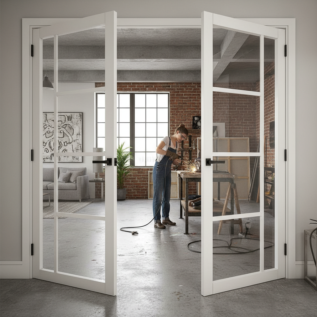 Premium Clear Glazed Industrial Style Door with Solid Core and 10-Year Warranty for Modern Interiors