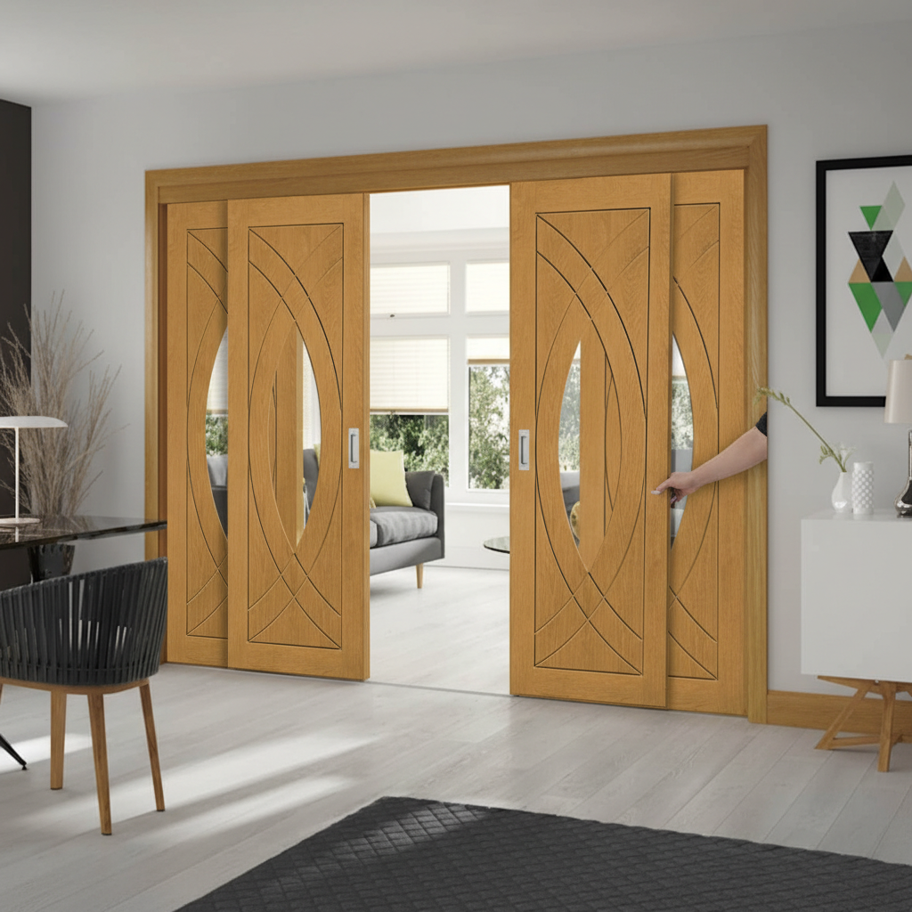 Premium Sliding French Doors with Fixed Side Panels for Open Spaces - Customizable Designs and Easy Installation