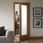 Premium Internal Oak Fully Finished Obscure Glazed Pattern 10 Door - Engineered Strength with A-Grade American White Oak Veneer