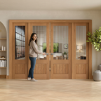 Premium Internal Oak Room Divider Set with Clear Glass Sidelights, Complete Kit for Elegant Space Division