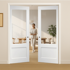 Premium Clear Glazed Double Pocket Door Set with Galvanised Steel Frame and Adjustable Jambs for Easy Installation