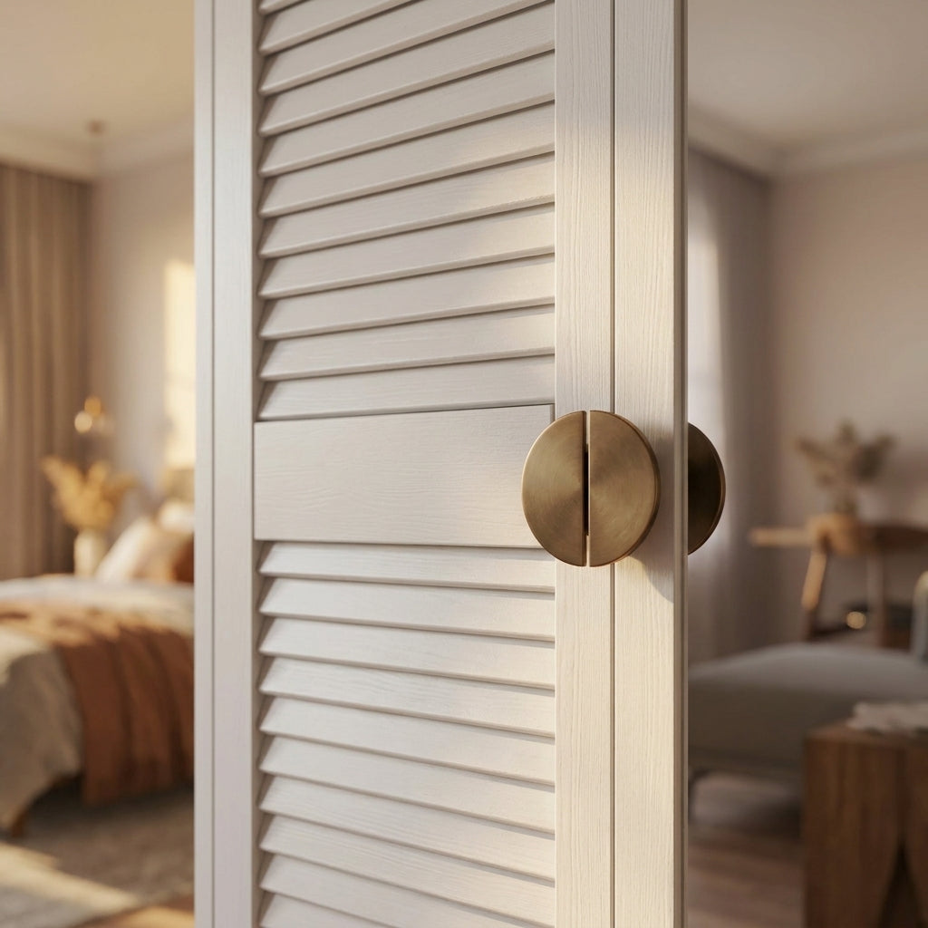 Louvre Door 28mm Thick, White Painted with Open 5mm Gap - detail view