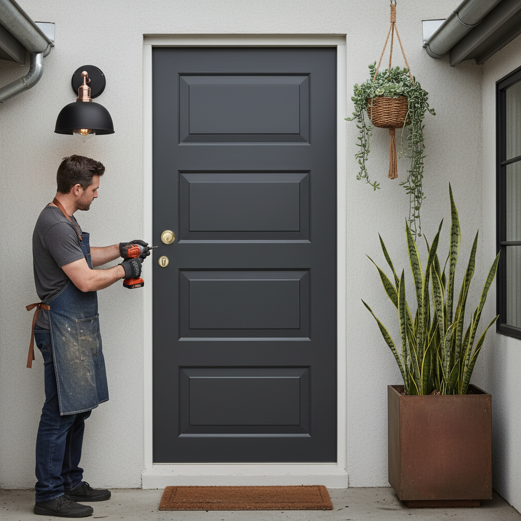 Premium Custom Made 4 Panel External Door with Solid Merbau Hardwood, 44mm Thickness, and Multiple RAL Color Options