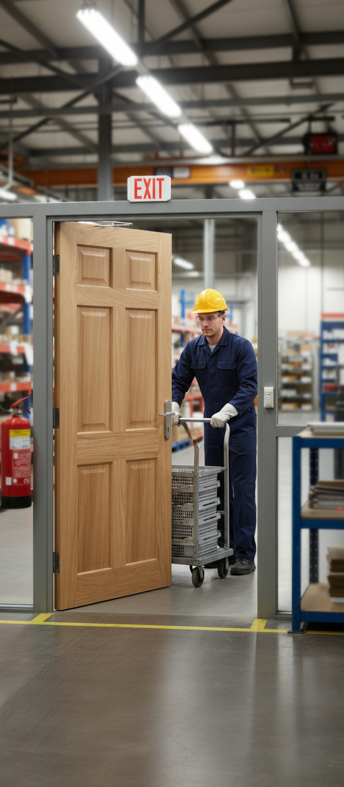 Premium Internal 6 Panel Fire Door with Real Oak Veneer - 30 Minute Fire Rated for Traditional Interiors