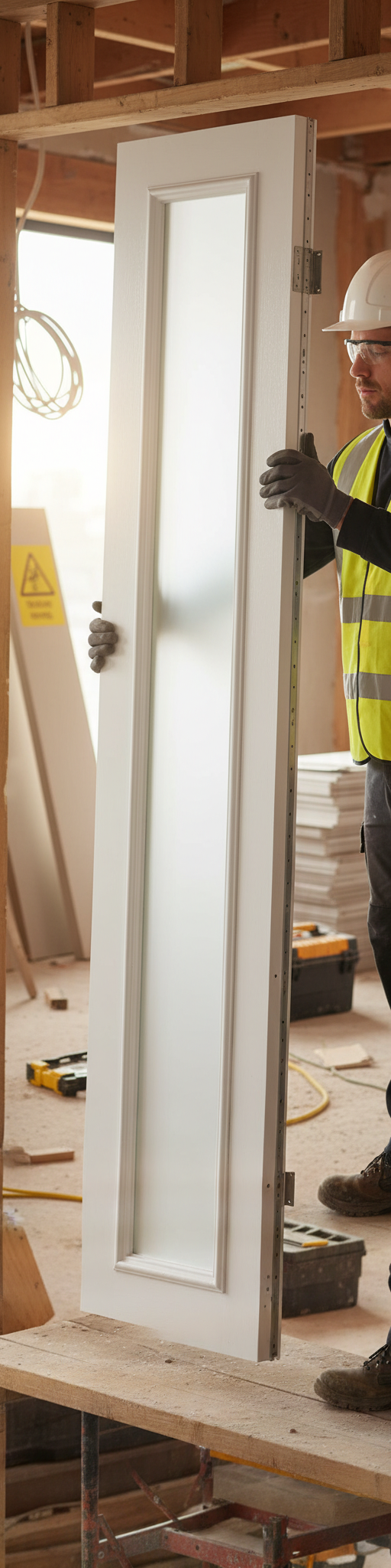 Premium White Composite Sidelight with Frosted Glass for Enhanced Privacy and Modern Design