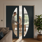 Premium Clear Glazed French Doors with Deep U-Groove Design and Engineered Construction for Strength and Stability