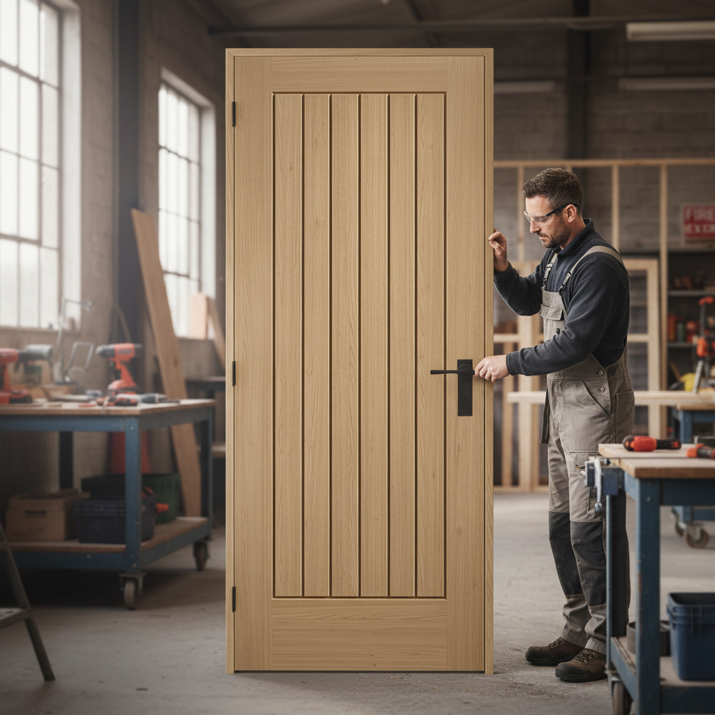 Premium Fully Finished Oak Fire Door - Six-Panel Cottage Style with Engineered Core and 30 Minute Fire Rating