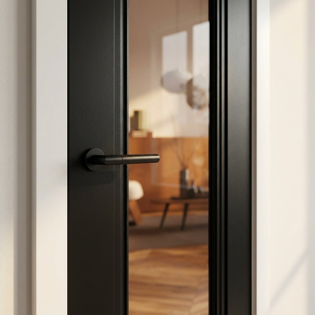 Black Internal Made-to-Measure Fully Finished Elegance Lancaster 1 Light Door with Clear Glass - detail view