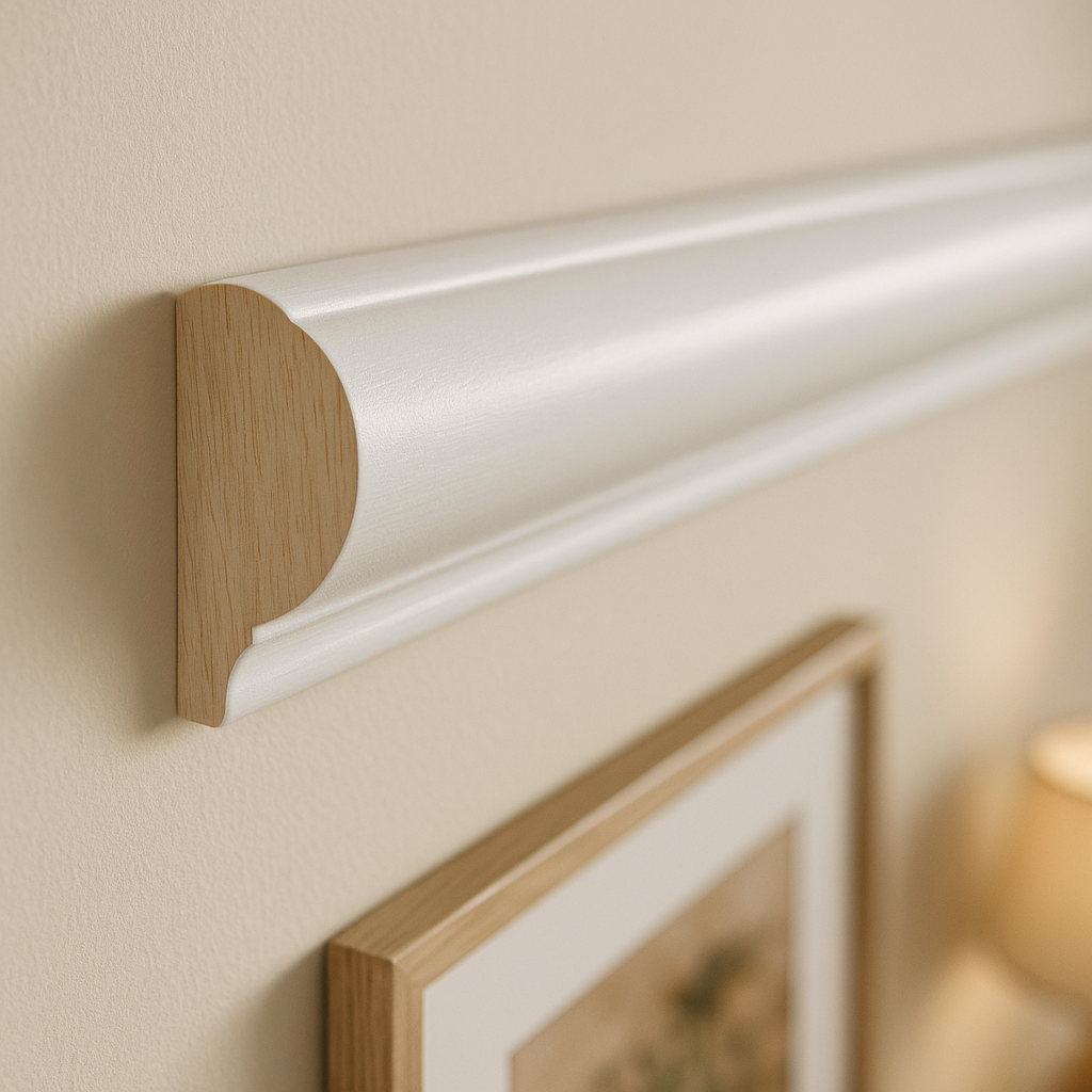 White Painted Picture Rail Moulding 2.4m - 20mm x 45mm Dimensions - detail view