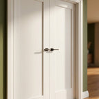 Internal Solid Core White Primed 1 Panel Pattern 10 Door Pair - detail view