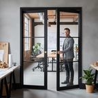 Premium Extra Slim 3L Fire-Rated Double Pocket Door System with Custom-Made Fire Doors and Galvanised Steel Frame