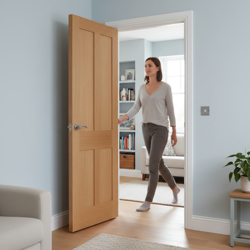 Premium Internal 4 Panel Oak Door with Engineered Solid Core for Stability and Modern Elegance
