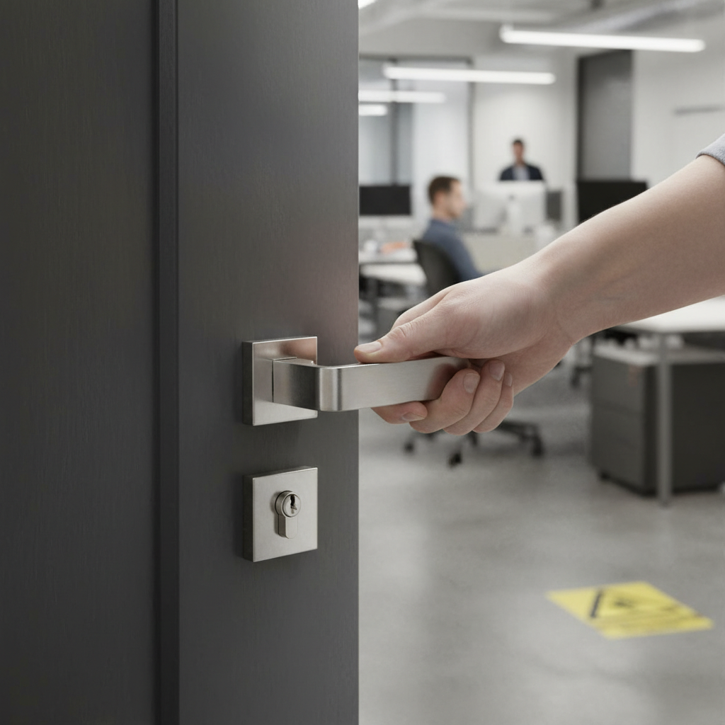 Premium Modern Lever Door Handle on Square Rose with Satin Chrome Finish - Pack of 2