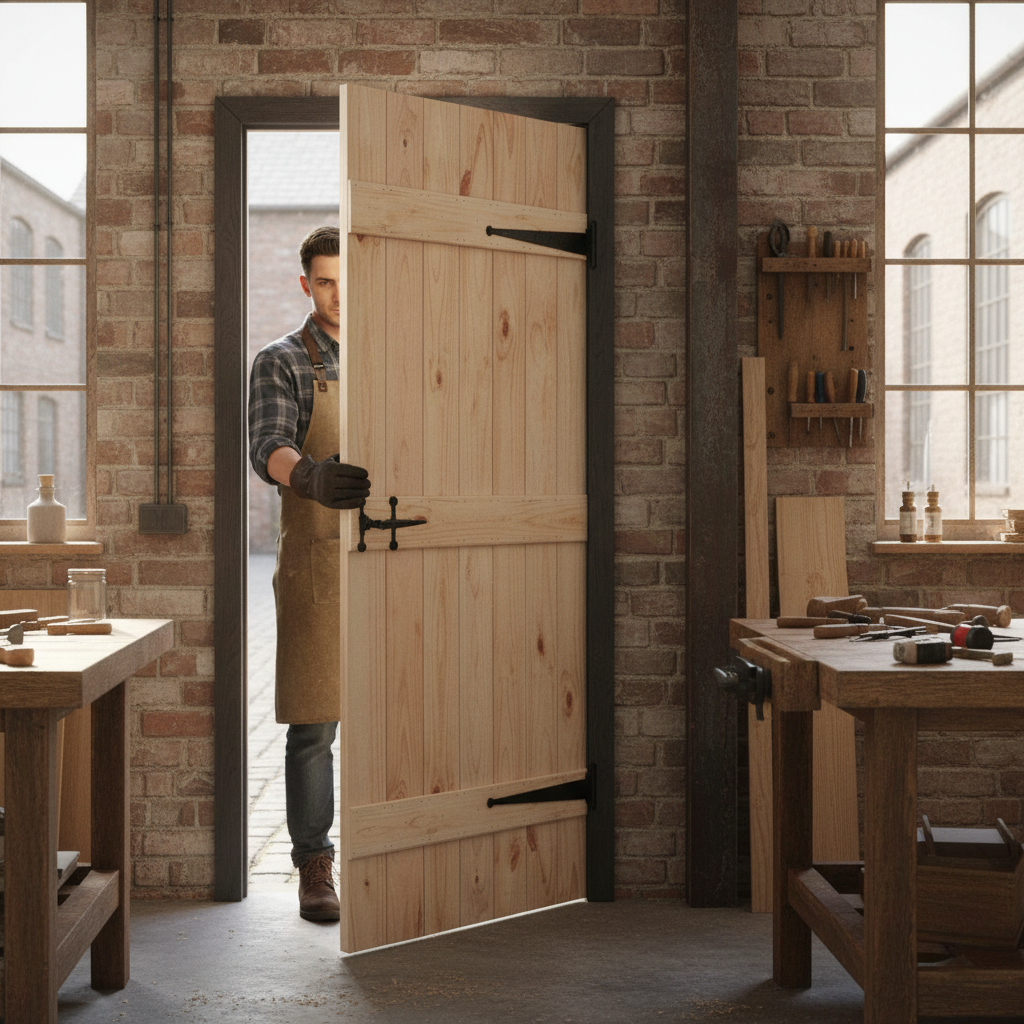 Unfinished V Groove 3 Ledge Solid Door Crafted from Scandinavian Pine for Timeless Interior Style