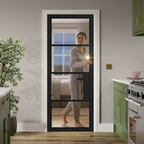 Premium Clear Glazed Internal Door with Solid Engineered Core and 10-Year Warranty, Prefinished in Black for Modern Industrial Style
