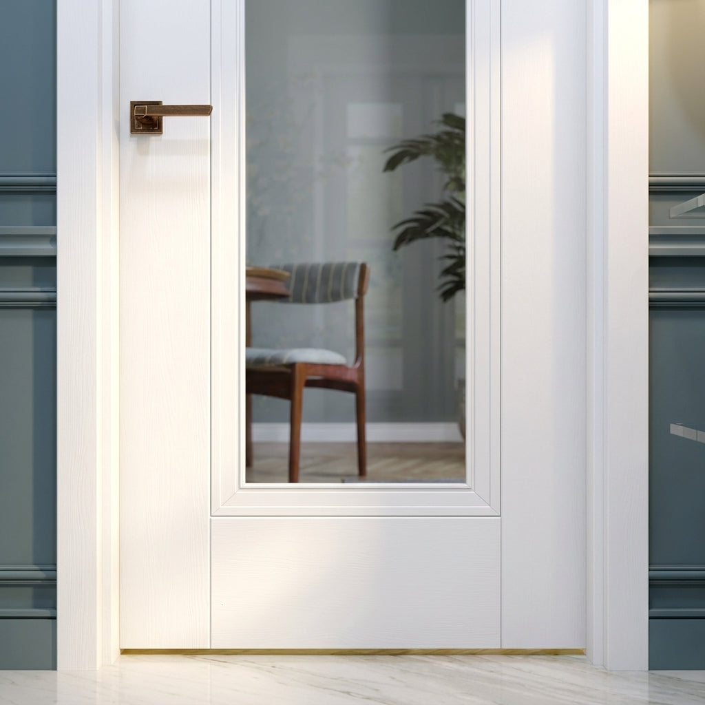 Internal White Door, Primed Finish, Elegance Lancaster Design, 1 Light Clear Glass - detail view