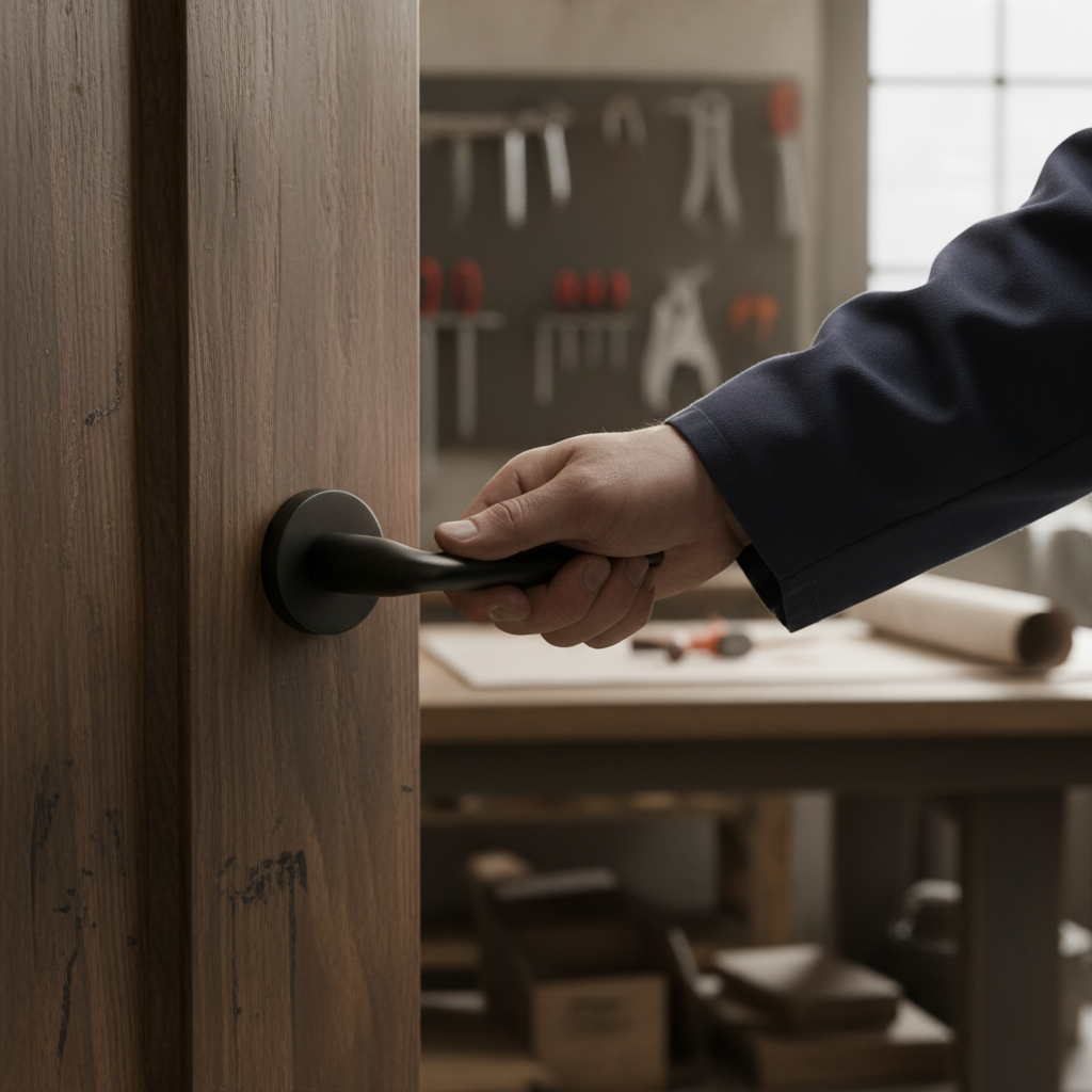 Premium Modern Round Lever Door Handle Set - Matt Black Finish with Durable Construction for Contemporary Interiors