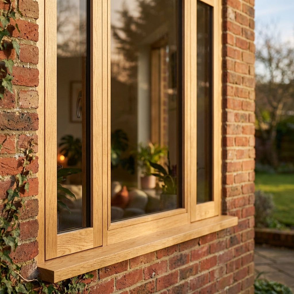 External Unfinished Oak Sidelight Door Frame with Cill, 2253mm Height - detail view