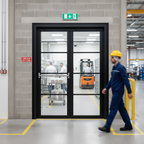 Premium Extra Slim Industrial Style 4L Offset Fire Door Pair with 30 Minutes Fire Rating and Custom Size Options