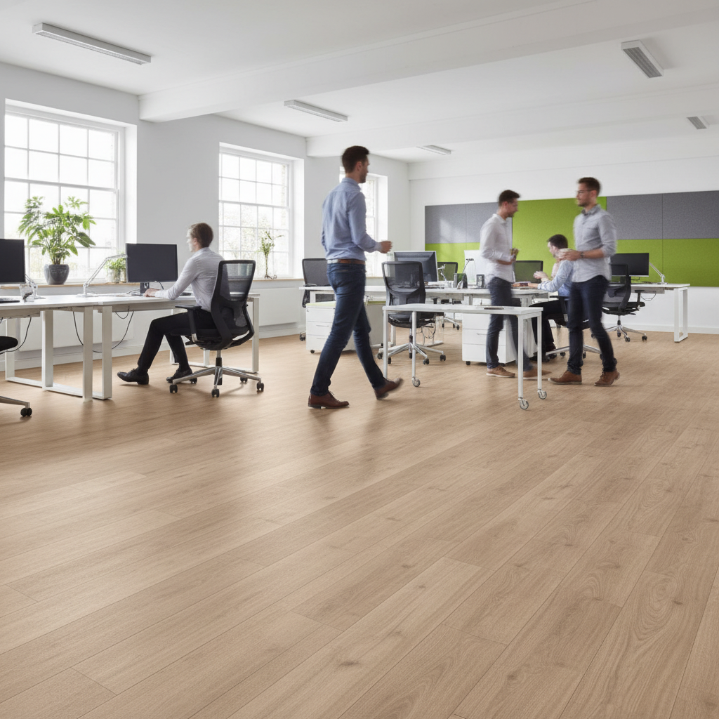Premium 8mm Embossed Laminate Flooring in Khaki Oak - Durable Water-Resistant Surface for Kitchens and Bathrooms