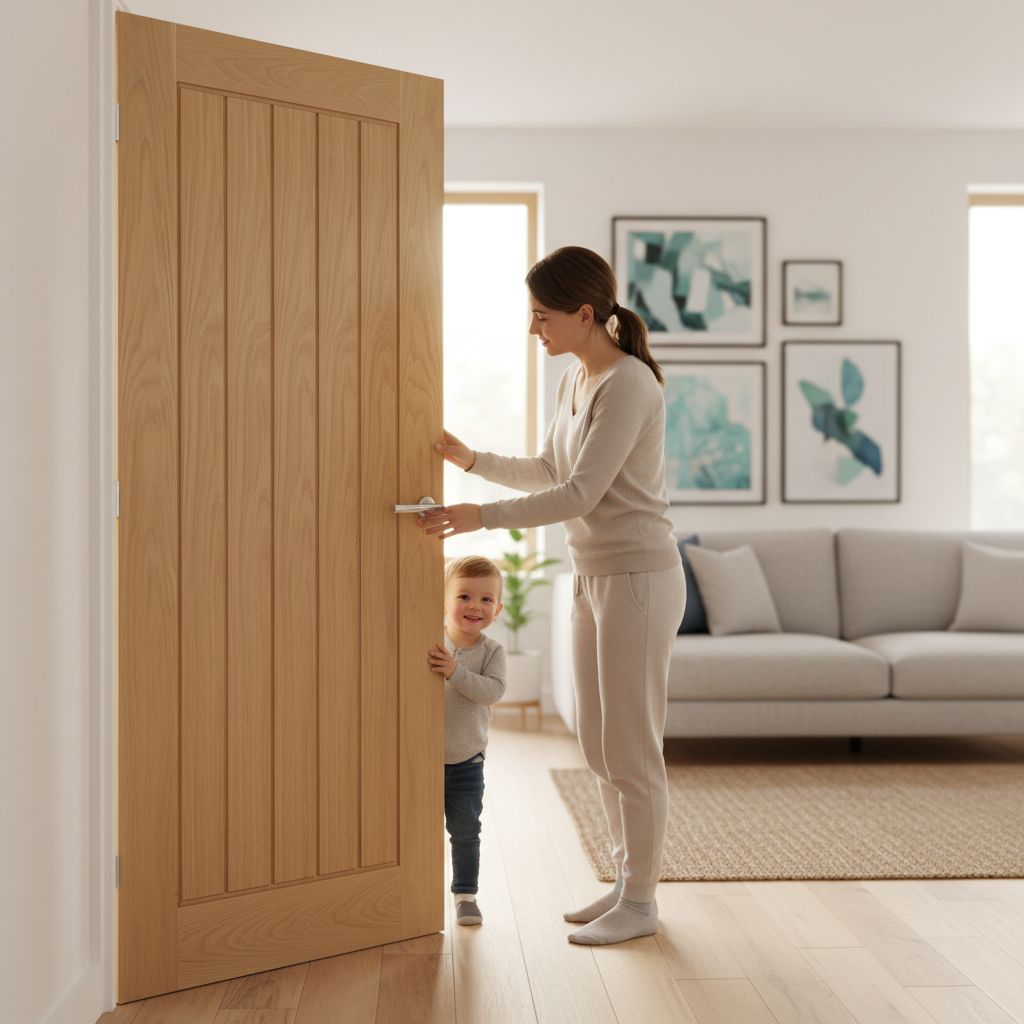 Premium Fully Finished Internal Door with Real Oak Lipping and Solid Core Construction, Available in Multiple Sizes and Weights